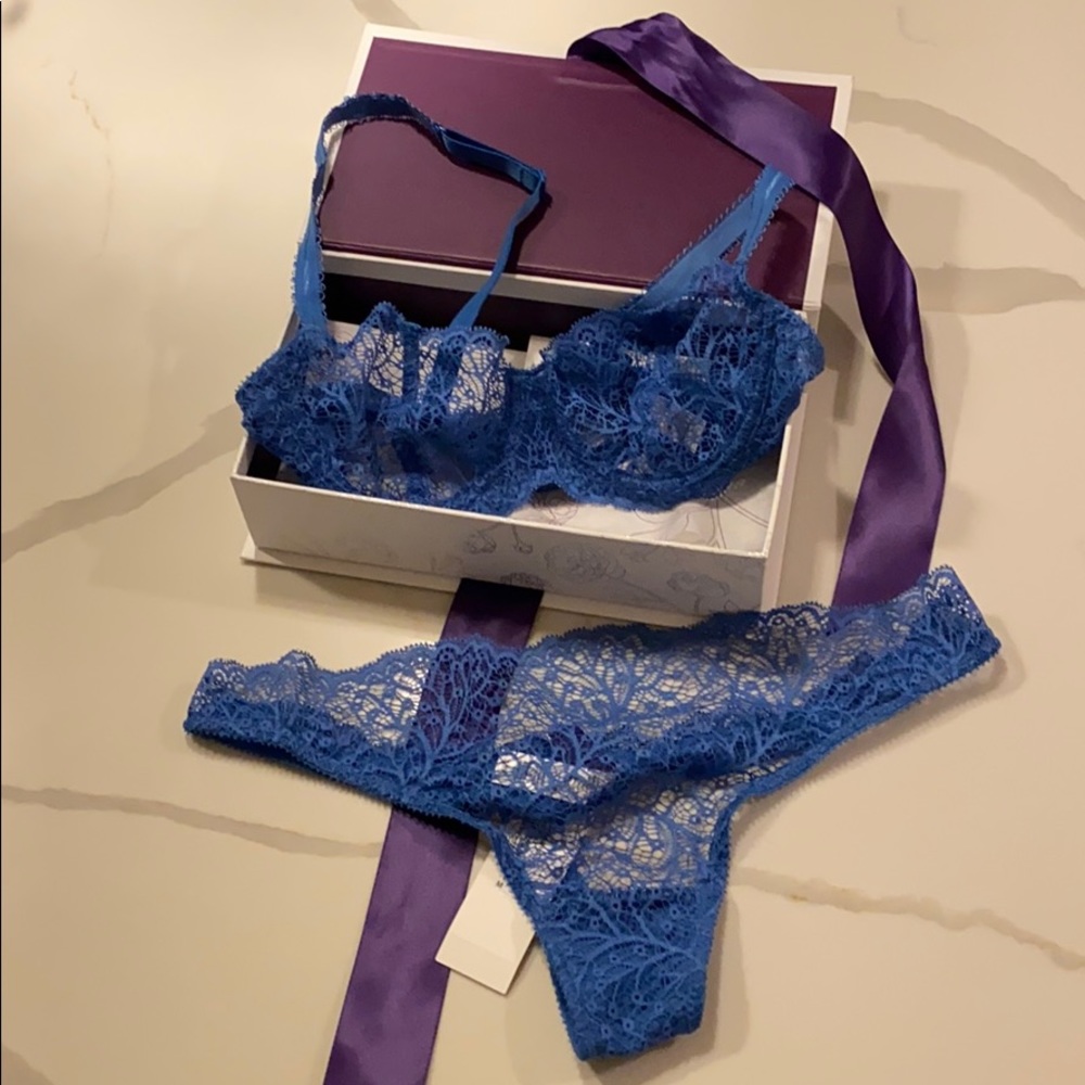 Journelle 💙 Blue 💙 Bra & Thong Lingerie Set NWT